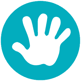 Bright hand icon representing child safety and care at Monkey Puzzle Day Nursery Stoke Newington.